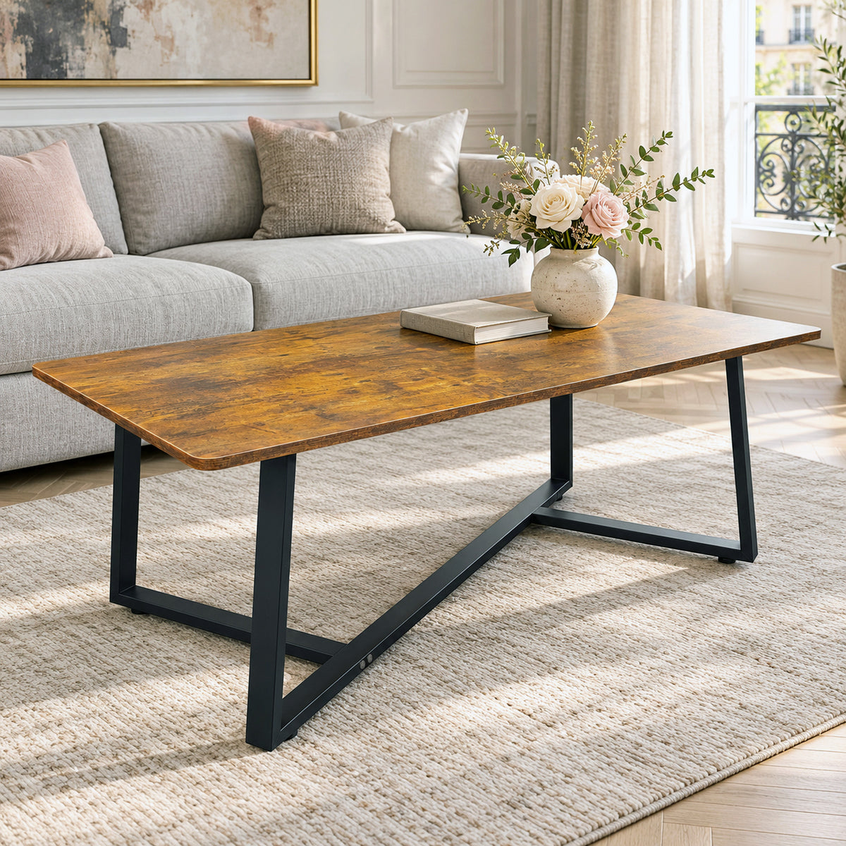 Soho Rustic Wood and Metal Coffee Table