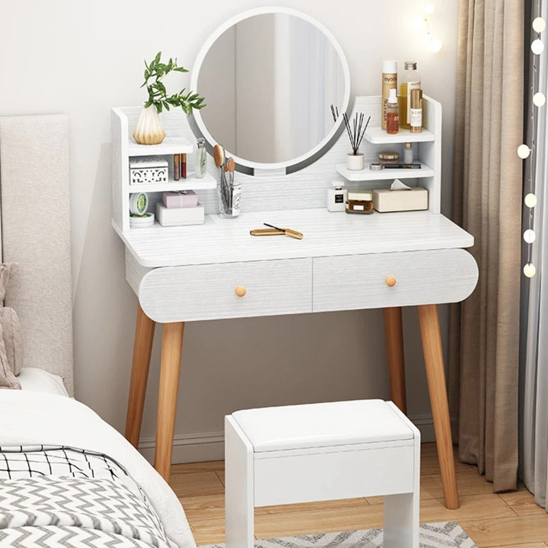 LED Luminous Beauty Dresser Vanity Table with Mirror, Stool and Storage Drawers Set