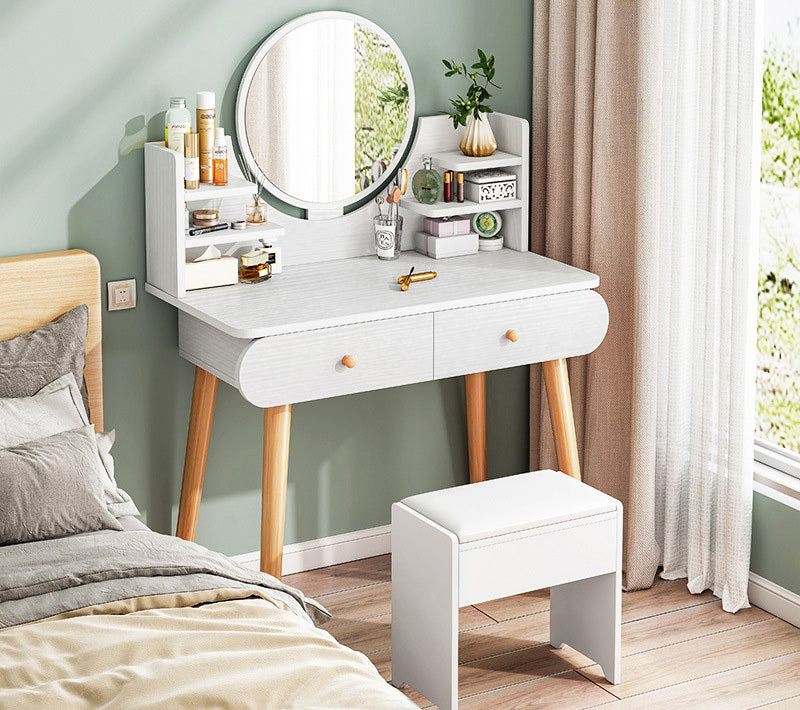 LED Luminous Beauty Dresser Vanity Table with Mirror, Stool and Storage Drawers Set