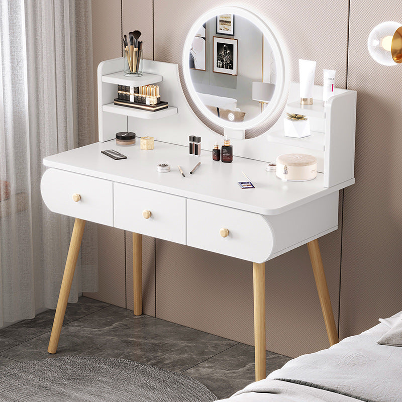 LED Luminous Beauty Large Dresser Vanity Table with Mirror, Stool and Storage Drawers Set