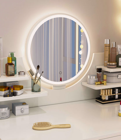 LED Luminous Beauty Large Dresser Vanity Table with Mirror, Stool and Storage Drawers Set