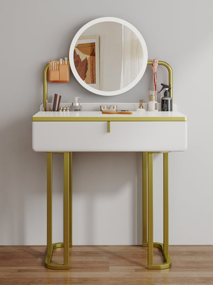 LED Luminous Lioness Dresser Vanity Table with Mirror and Storage Drawers