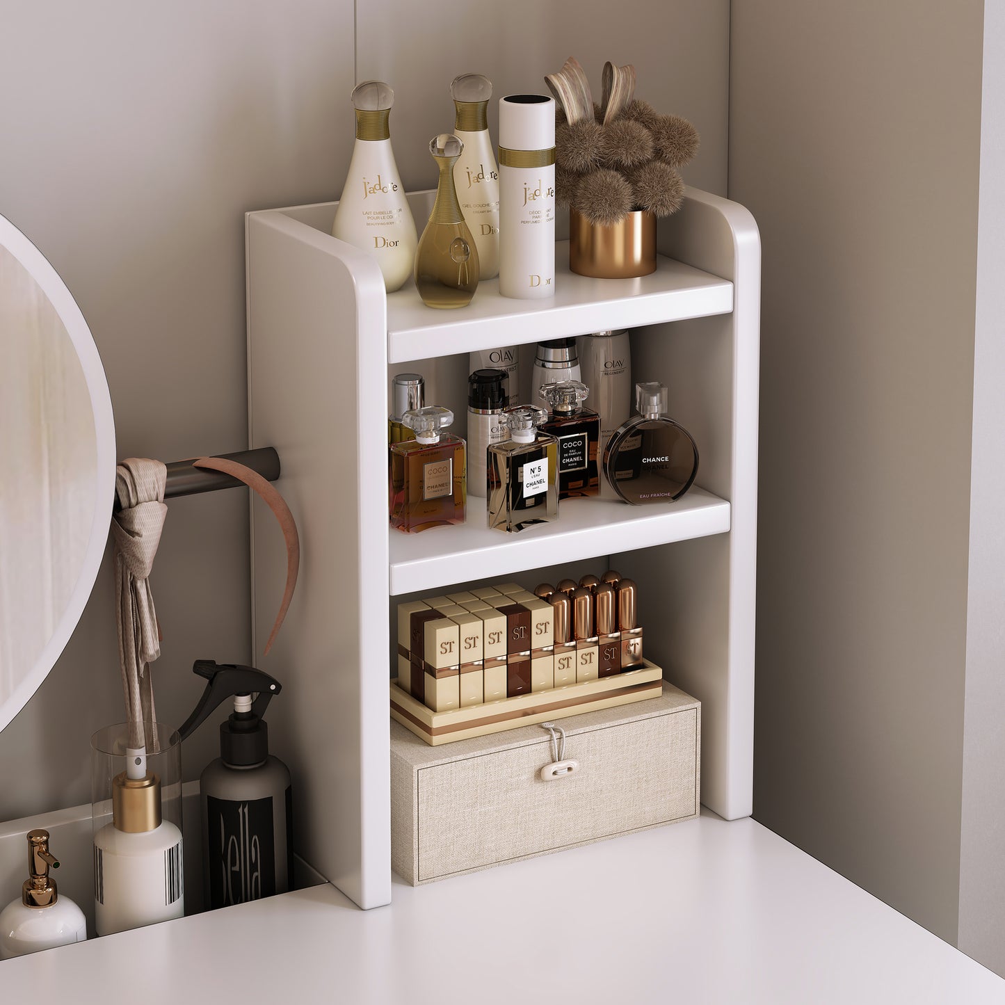 Lioness Dresser Vanity Table with Mirror and Storage Drawers