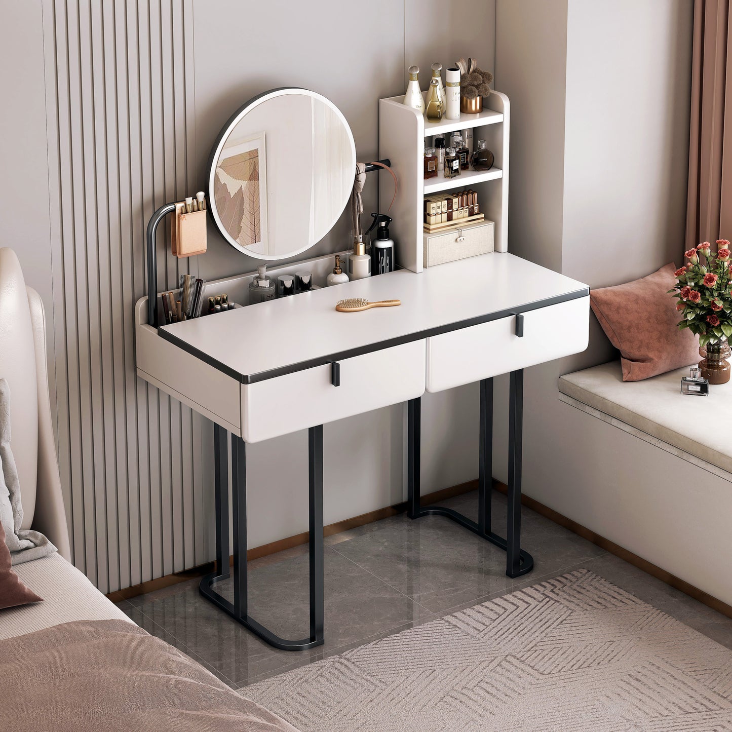 Lioness Dresser Vanity Table with Mirror and Storage Drawers