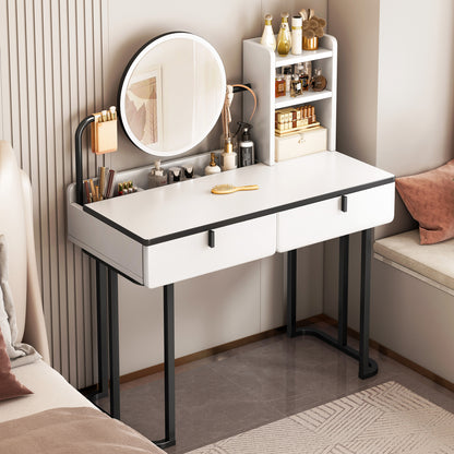 LED Luminous Lioness Dresser Vanity Table with Mirror and Storage Drawers