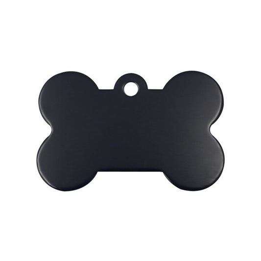 Personalized Name Tag Pet Supplies Dog Bone Shaped Aluminum ID Tag (Black)