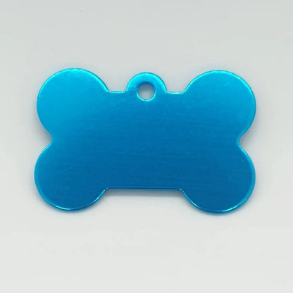 Personalized Name Tag Pet Supplies Dog Bone Shaped Aluminum ID Tag (Sky Blue)