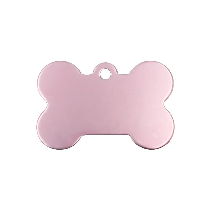 Personalized Name Tag Pet Supplies Dog Bone Shaped Aluminum ID Tag (Baby Pink)