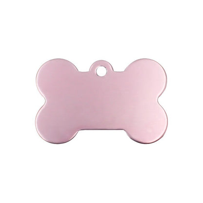 Personalized Name Tag Pet Supplies Dog Bone Shaped Aluminum ID Tag (Baby Pink)