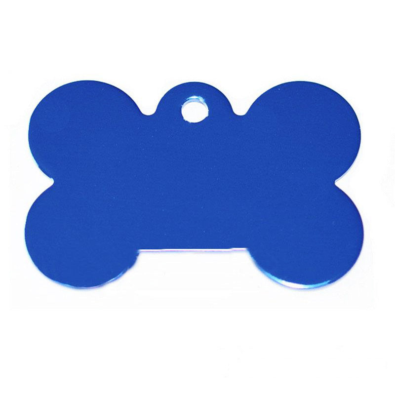 Personalized Name Tag Pet Supplies Dog Bone Shaped Aluminum ID Tag (Dark Blue)