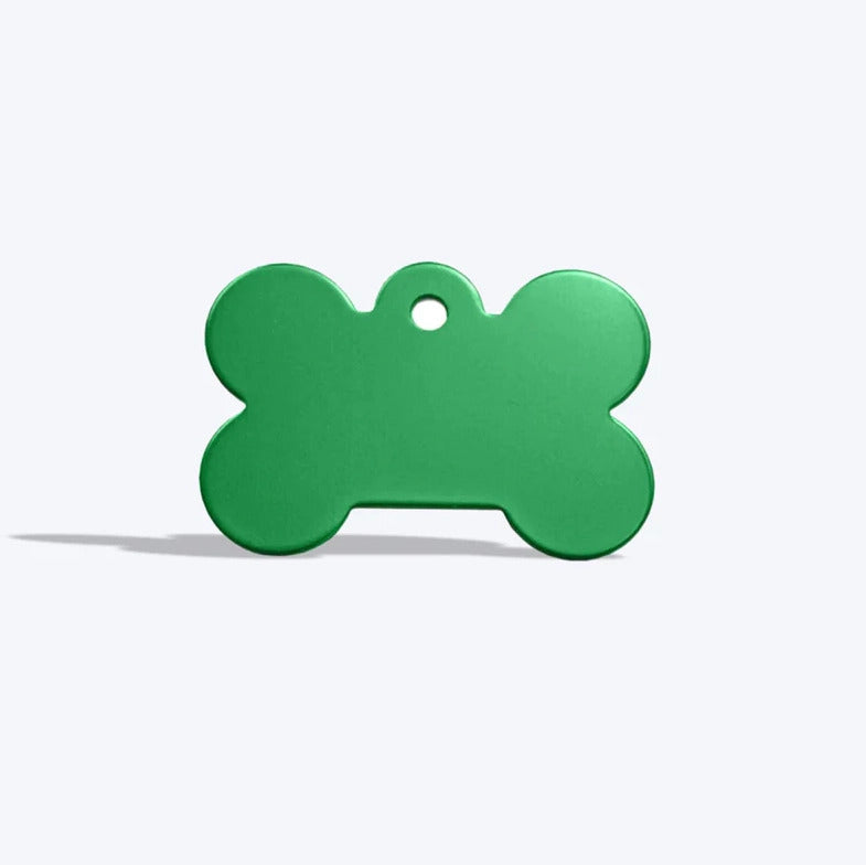 Personalized Name Tag Pet Supplies Dog Bone Shaped Aluminum ID Tag (Green)