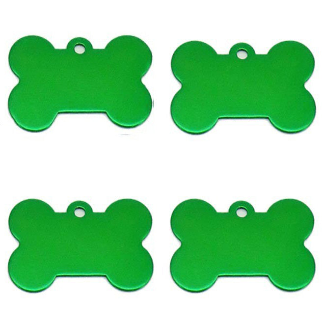 Personalized Name Tag Pet Supplies Dog Bone Shaped Aluminum ID Tag (Green)