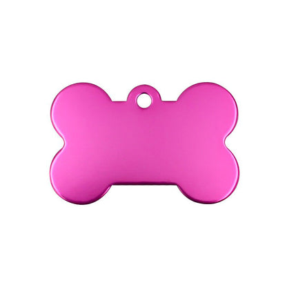 Personalized Name Tag Pet Supplies Dog Bone Shaped Aluminum ID Tag (Hot Pink)