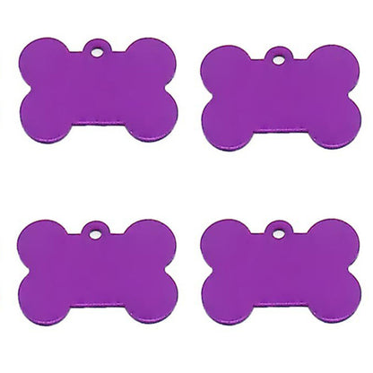 Personalized Name Tag Pet Supplies Dog Bone Shaped Aluminum ID Tag (Purple)