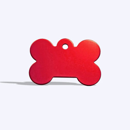 Personalized Name Tag Pet Supplies Dog Bone Shaped Aluminum ID Tag (Red)