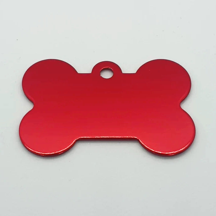 Personalized Name Tag Pet Supplies Dog Bone Shaped Aluminum ID Tag (Red)