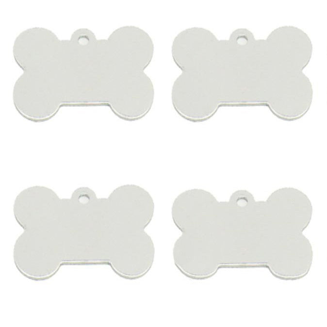 Personalized Name Tag Pet Supplies Dog Bone Shaped Aluminum ID Tag (Silver)