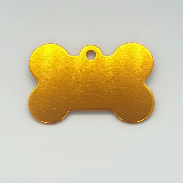 Personalized Name Tag Pet Supplies Dog Bone Shaped Aluminum ID Tag (Yellow Gold)