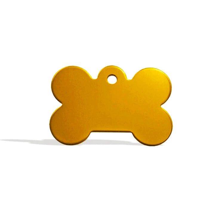 Personalized Name Tag Pet Supplies Dog Bone Shaped Aluminum ID Tag (Yellow Gold)