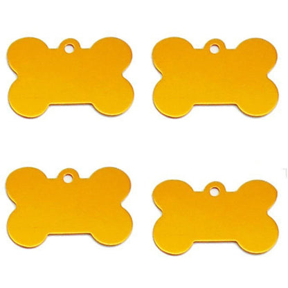 Personalized Name Tag Pet Supplies Dog Bone Shaped Aluminum ID Tag (Yellow Gold)