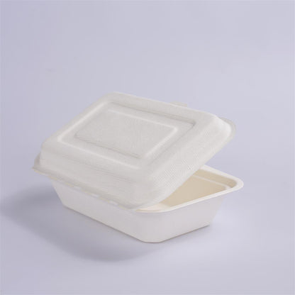 50 X Biodegradable Takeaway Dinner Box Disposable Food Containers with Lid (450mL)