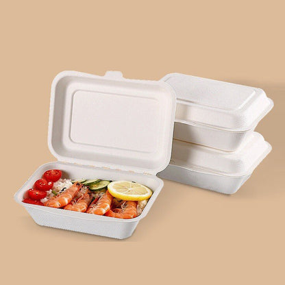 50 X Large Biodegradable Takeaway Dinner Box Disposable Food Containers with Lid (600mL)