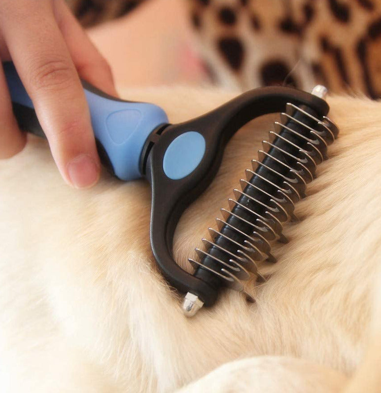 Pet Cat Dog Grooming Tool Set Detangling Brush Dematting Rake & Comb