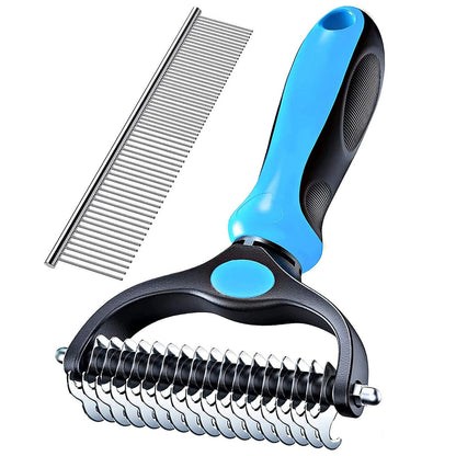 Pet Cat Dog Grooming Tool Set Detangling Brush Dematting Rake & Comb