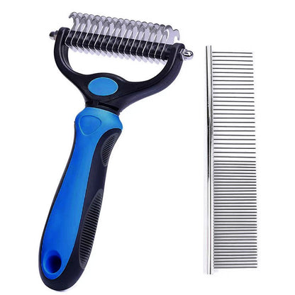 Pet Cat Dog Grooming Tool Set Detangling Brush Dematting Rake & Comb