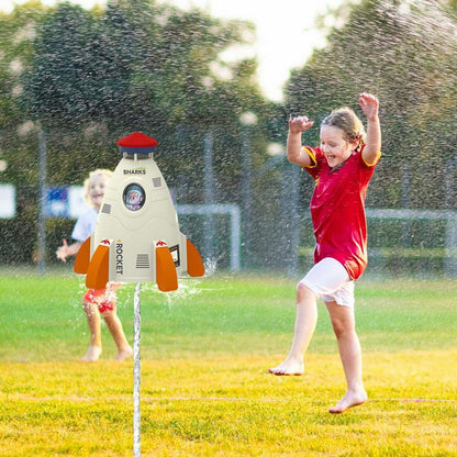 Space Rocket Sprinkler Rotating Water Powered Launcher Spinner Toy (Blue)