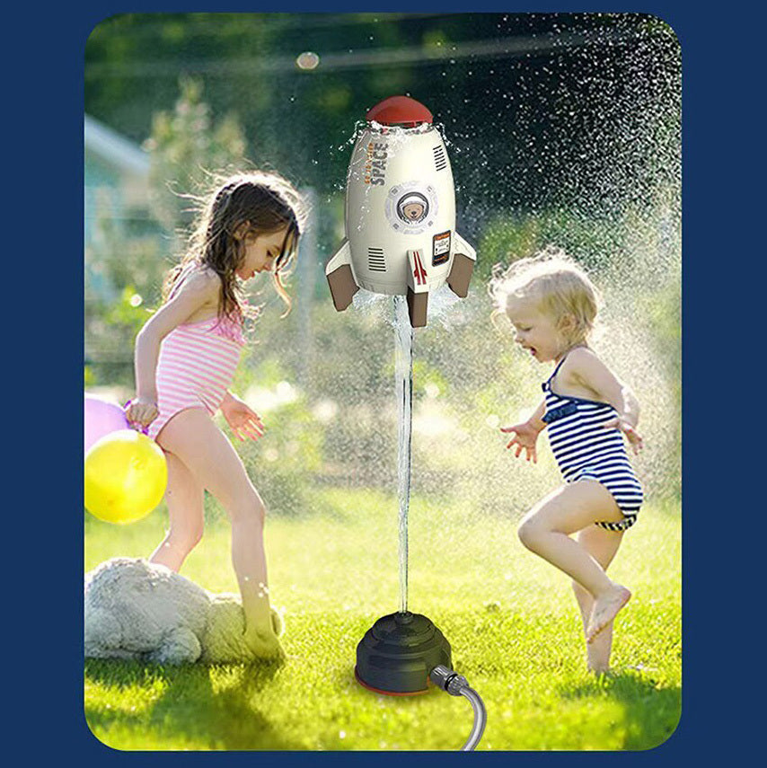 Space Rocket Sprinkler Rotating Water Powered Launcher Spinner Toy (Blue)