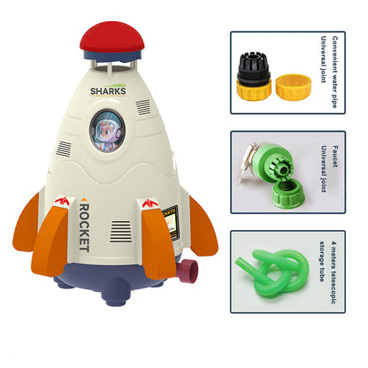 Space Rocket Sprinkler Rotating Water Powered Launcher Spinner Toy