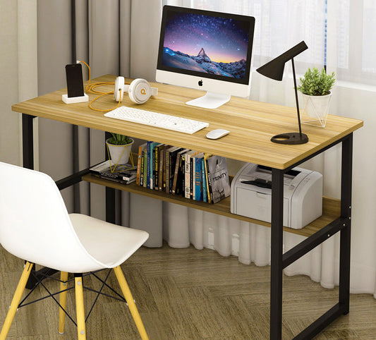 Studio Wood & Metal Computer Desk with Shelf (Oak)