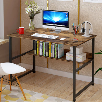 Studio Rustic Wood & Metal Computer Desk with Shelf