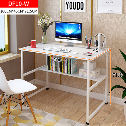 Studio Wood & Metal Computer Desk with Shelf (White)