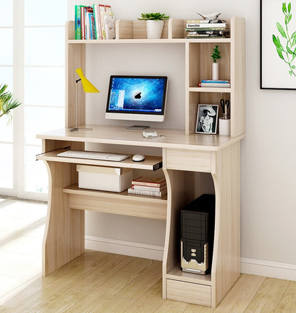 Elite Computer Desk Table with Shelf & Drawer Office Furniture (White Oak)