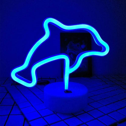 Dolphin Neon Light LED Lamp Free-Standing Sign Decor