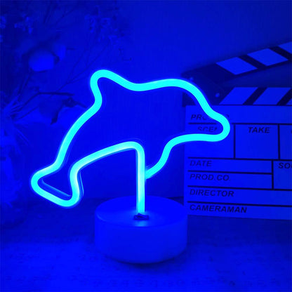 Dolphin Neon Light LED Lamp Free-Standing Sign Decor