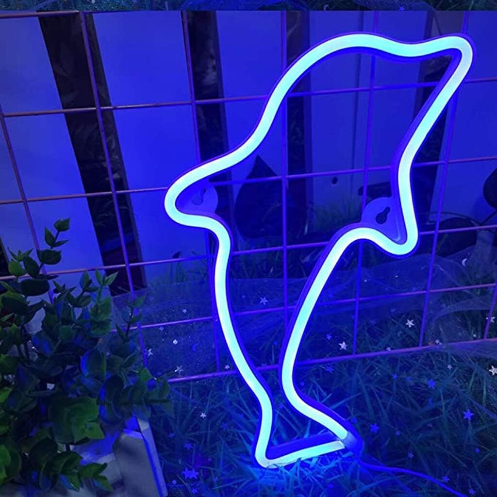 Dolphin Neon Light LED Lamp Free-Standing Sign Decor