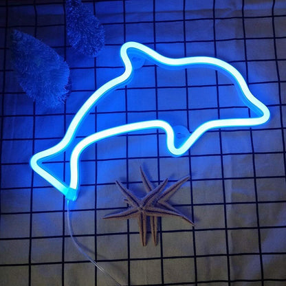 Dolphin Neon Light LED Lamp Free-Standing Sign Decor