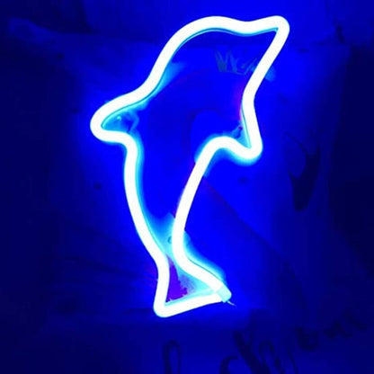 Dolphin Neon Light LED Lamp Free-Standing Sign Decor