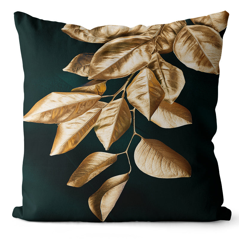 Deluxe Golden Leaf Cushion Decorative Pillowcase Throw Pillow Cover