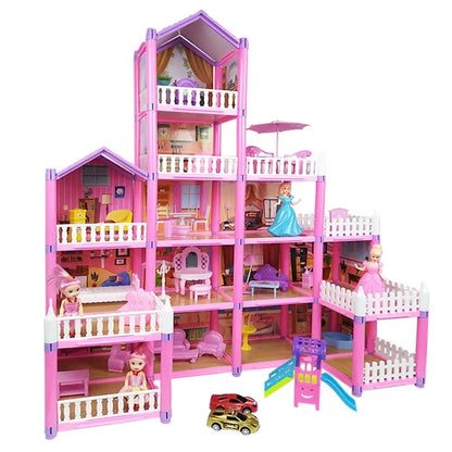 5-level Large Dreamhouse Doll House Princess Villa Mansion Castle Toy Set with Dolls & Furniture