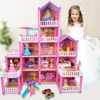 5-level Large Dreamhouse Doll House Princess Villa Mansion Castle Toy Set with Dolls & Furniture