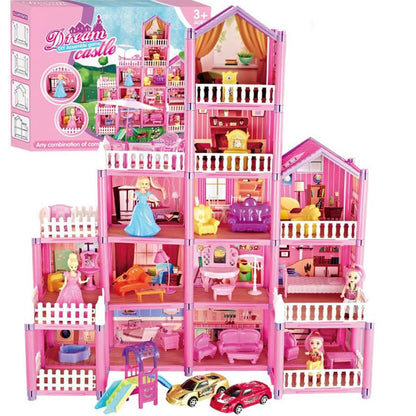 5-level Large Dreamhouse Doll House Princess Villa Mansion Castle Toy Set with Dolls & Furniture