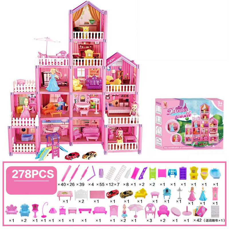 5-level Large Dreamhouse Doll House Princess Villa Mansion Castle Toy Set with Dolls & Furniture