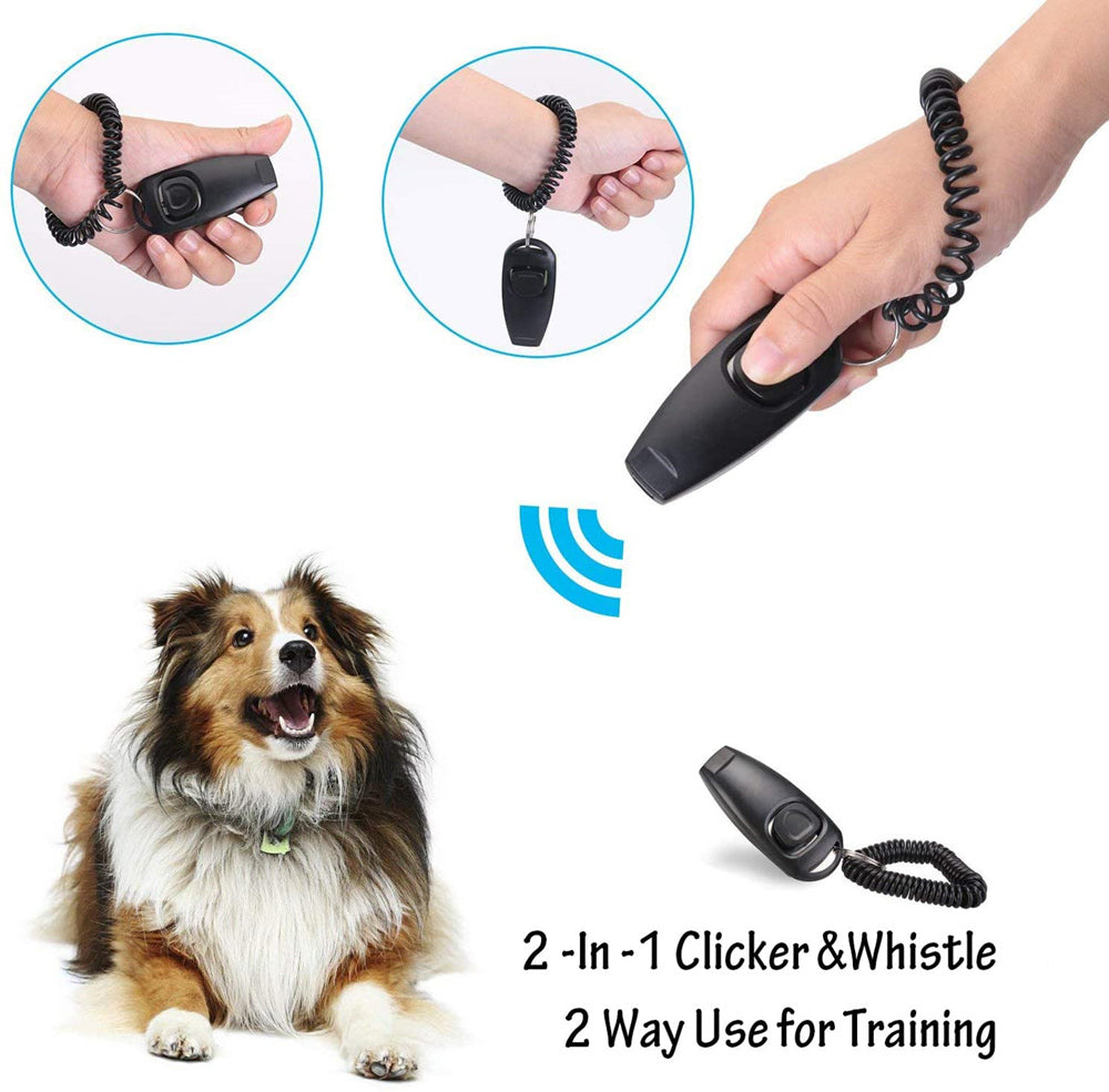 2 in 1 Dog Whistle & Clicker Pet Training Tool (Black)