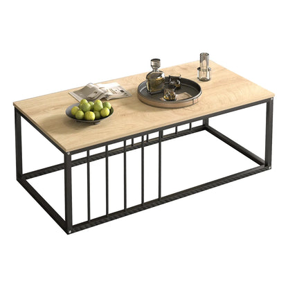 Urban Industrial Modern Wood and Metal Coffee Table Coastal Oak