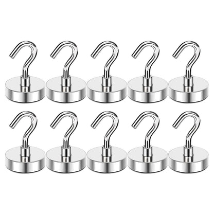 10 X Heavy Duty Magnetic Hooks Multipurpose Strong Hanging Magnets Hangers (8KG Each)