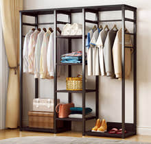 Galaxy Wardrobe Cupboard Shelves & Clothes Hanging Racks (Black Walnut)